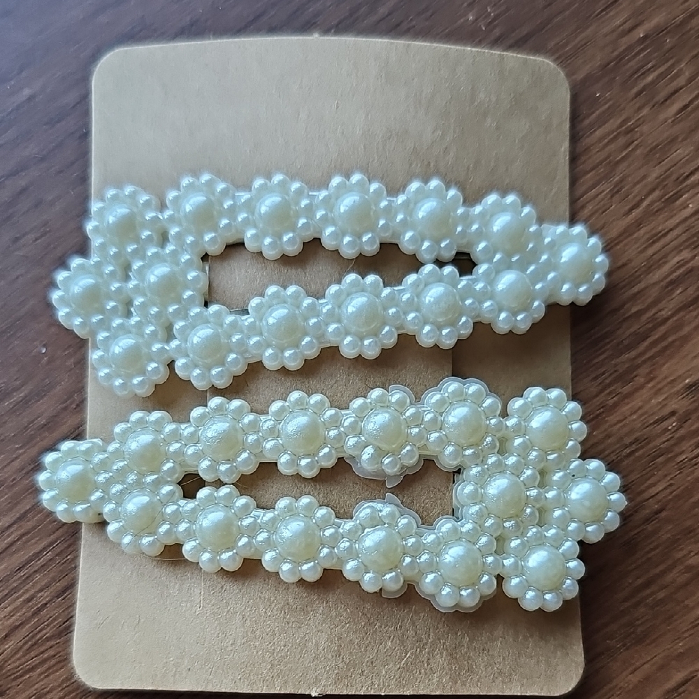 New Elegant Cream Pearl Hair Clips Wedding Fancy Pearl Flowers